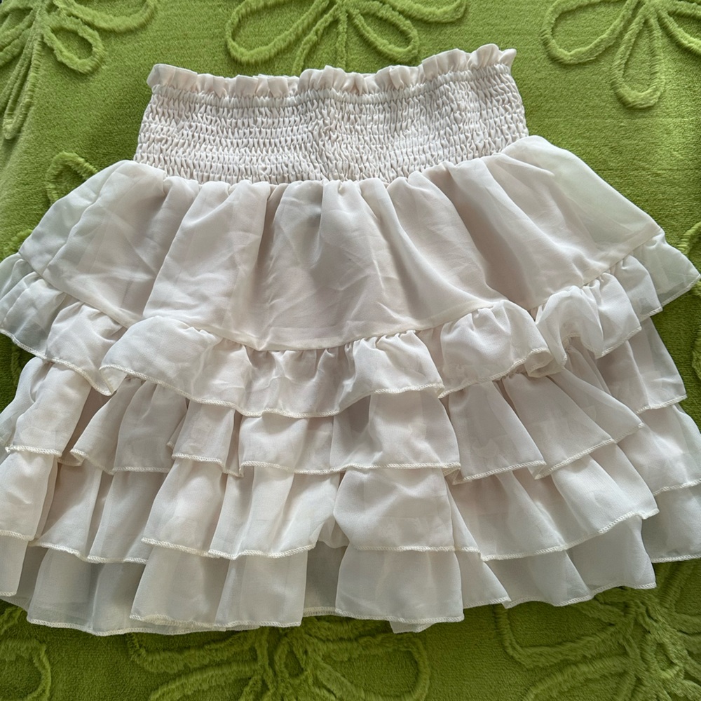 SHEIN White Layered Ruffle Mini Skirt